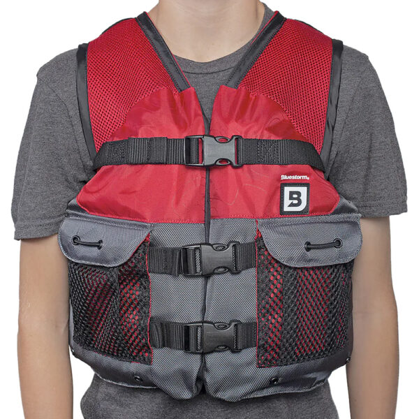 Bluestorm Sportsman Youth Mesh Fishing Life Jacket - Nitro Red - Image 4