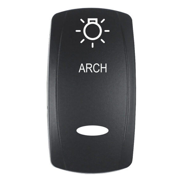 Pacer Actuator - 'ARCH' f-V Series Contura Switches - Black - Laser Etched (Top-Bottom Light)