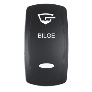 Pacer Actuator - 'BILGE' f-V Series Contura Switches - Black - Laser Etched (Top-Bottom Light)