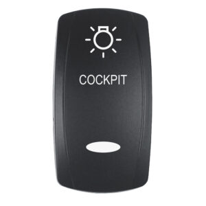 Pacer Actuator - 'COCKPIT' f-V Series Contura Switches - Black - Laser Etched (Top-Bottom Light)
