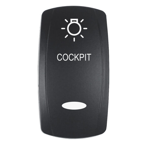 Pacer Actuator - 'COCKPIT' f-V Series Contura Switches - Black - Laser Etched (Top-Bottom Light)