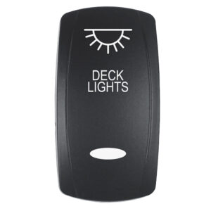 Pacer Actuator - 'DECK LIGHTS' f-V Series Contura Switches - Black - Laser Etched (Top-Bottom Light)
