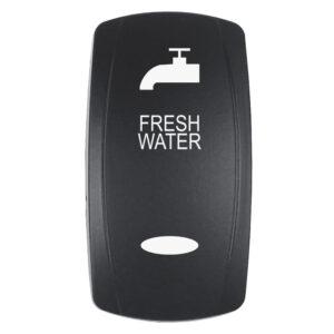 Pacer Actuator - 'FRESH WATER' f-V Series Contura Switches - Black - Laser Etched (Top-Bottom Light)