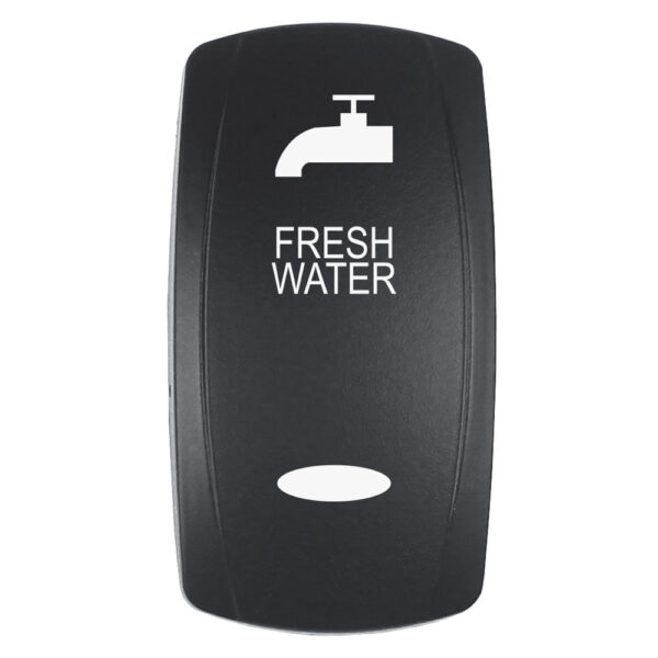 Pacer Actuator - 'FRESH WATER' f-V Series Contura Switches - Black - Laser Etched (Top-Bottom Light)