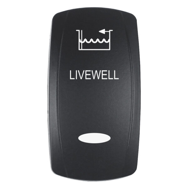 Pacer Actuator - 'LIVEWELL' f-V Series Contura Switches - Black - Laser Etched (Top-Bottom Light)