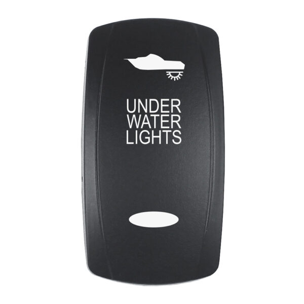 Pacer Actuator - 'UNDER WATER LIGHTS' f-V Series Contura Switches - Black - Laser Etched (Top-Bottom Light)