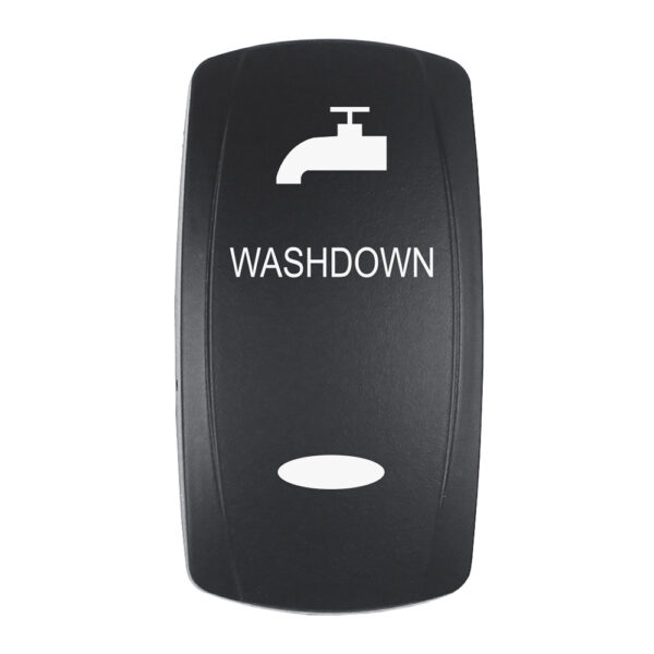Pacer Actuator - 'WASHDOWN' f-V Series Contura Switches - Black - Laser Etched (Top-Bottom Light)