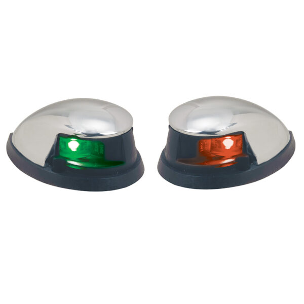 Perko Red-Green Horizontal Mount Side Lights - Pair - Chrome Plated Zinc