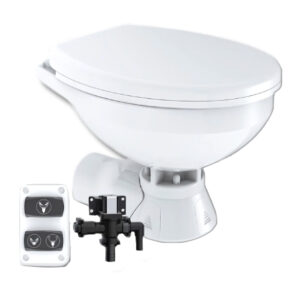 Commodore Quiet Flush Electric Toilet - Rear Macerator w-Solenoid Valve - Regular Size