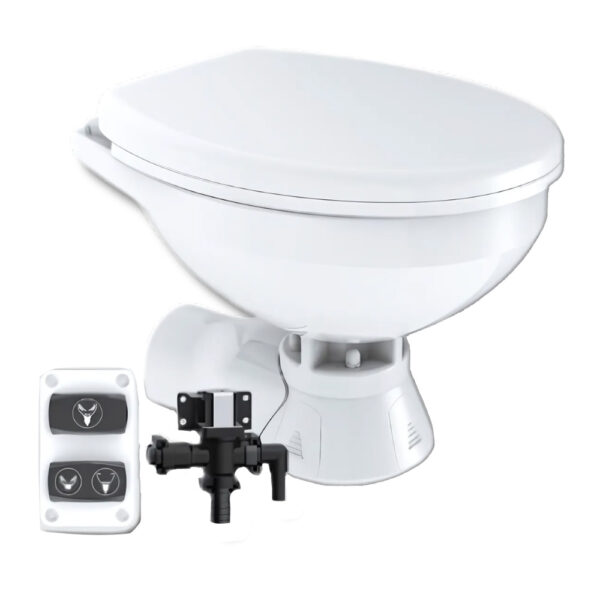 Commodore Quiet Flush Electric Toilet - Rear Macerator w-Solenoid Valve - Regular Size