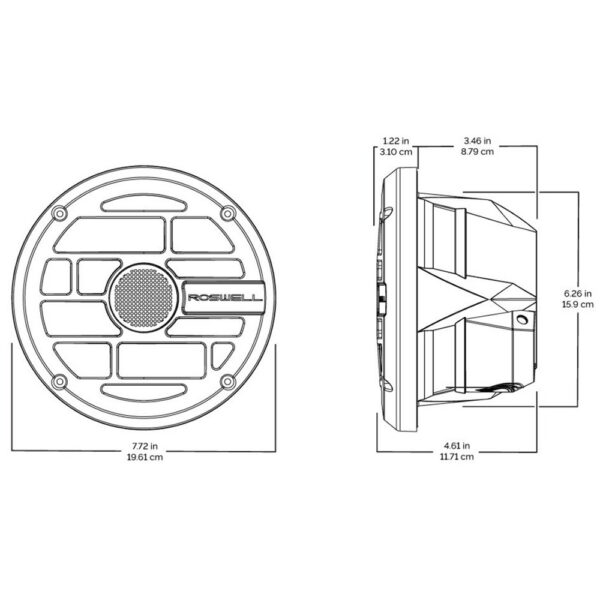 Roswell R Series 6.5 Marine Speakers - Anthracite Grille - 60W RMS & 120W Peak Power - Image 2