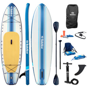 Soltice Watersports 10'6" Rambler Inflatable Stand-Up Paddleboard-Kayak 2-In-1 Kit w-Seat & Convertible Paddle - Blue