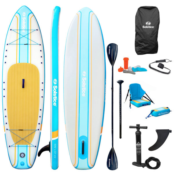 Solstice Watersports 10'6" Rambler Inflatable Stand-Up Paddleboard-Kayak 2-In-1 Kit w-Seat & Convertible Paddle - Orange