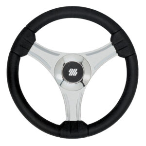 Uflex - Tavolara - 13.8" Black Polyurethane Steering Wheel w-Silver Spokes & X62 Hub