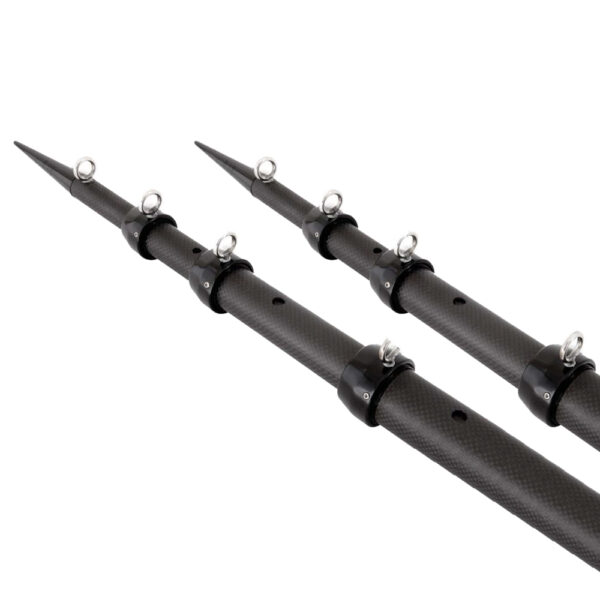 Tigress 15' XD 3K Carbon Fiber Telescoping Outrigger Poles - Matte Black- Black - Pair