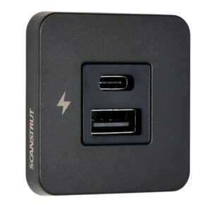 Scanstrut TILE USB-A-USB-C Interior Charging Socket - 12-24V - Black Bezel