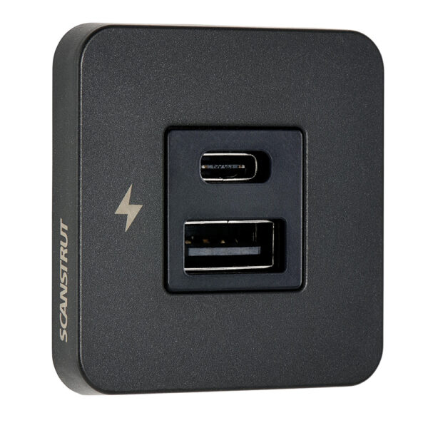 Scanstrut TILE USB-A-USB-C Interior Charging Socket - 12-24V - Black Bezel
