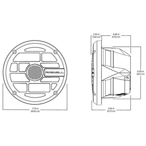 Roswell R Series 7.7 Marine Speakers - Anthracite Grille - 80W RMS & 160W Peak Power - Image 3