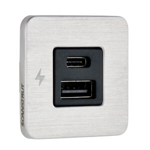 Scanstrut TILE USB-A-USB-C Interior Charging Socket - 12-24V - Stainless Steel Bezel