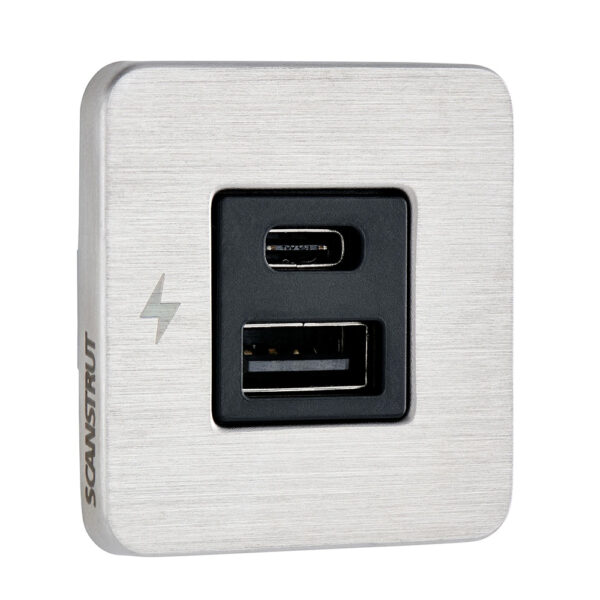 Scanstrut TILE USB-A-USB-C Interior Charging Socket - 12-24V - Stainless Steel Bezel